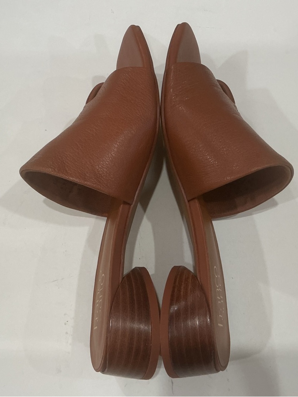 Tan Leather Slide Sandals, Size 7.5